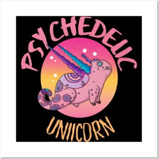 Cute Crazy Psycedelic Unicorn Artwork Posters and Art